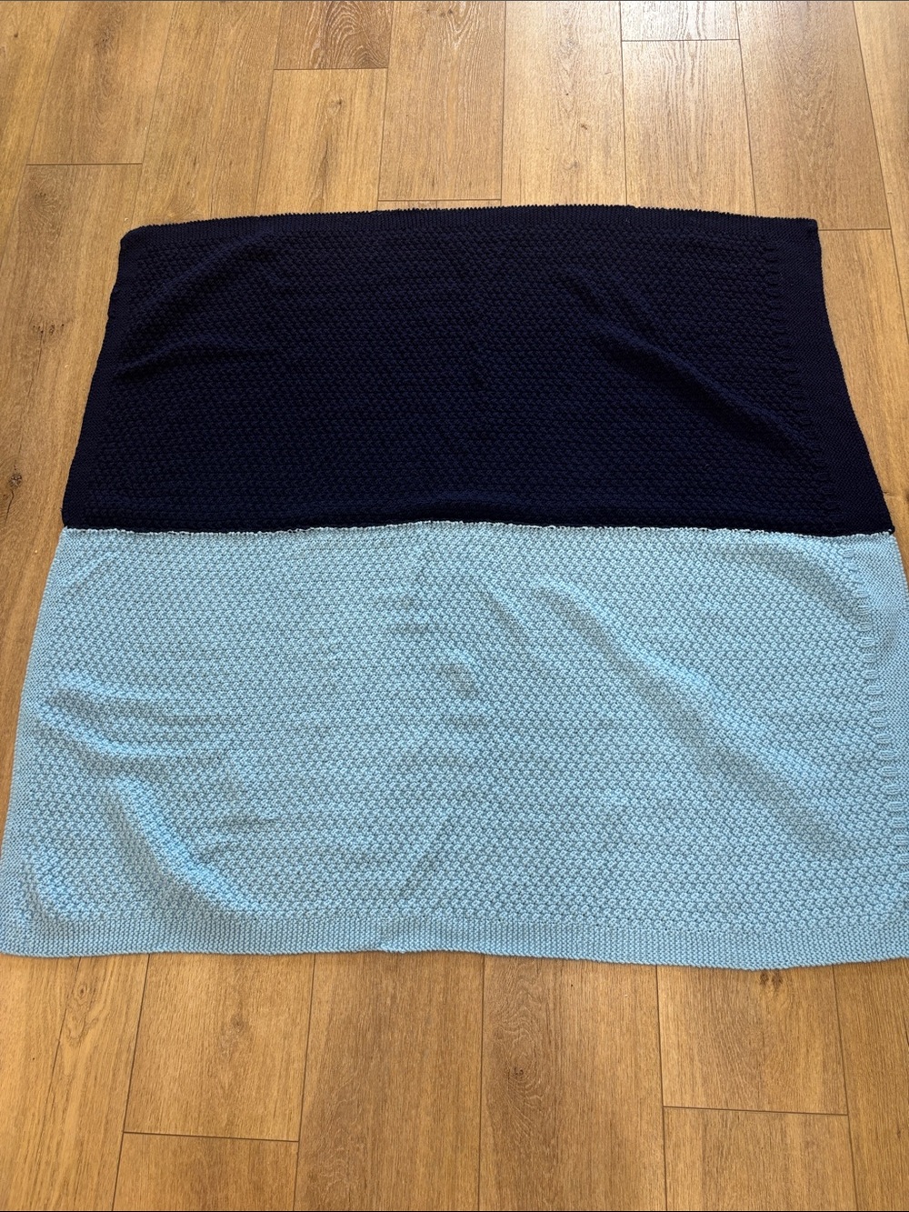 Two-Tone Navy and Light Blue Knit blanket